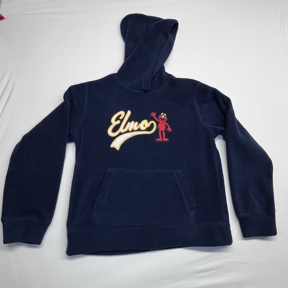 Sesame Street Youth L Y2K 2004 Elmo Blue Hoodie Shirt 00's Fall Sweatshirt